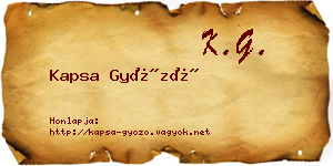 Kapsa Győző névjegykártya